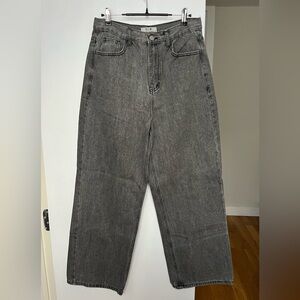 Good Life Works (GLW) Korean Musinsa Dark Wash Denim Jeans Wide Relaxed Gray